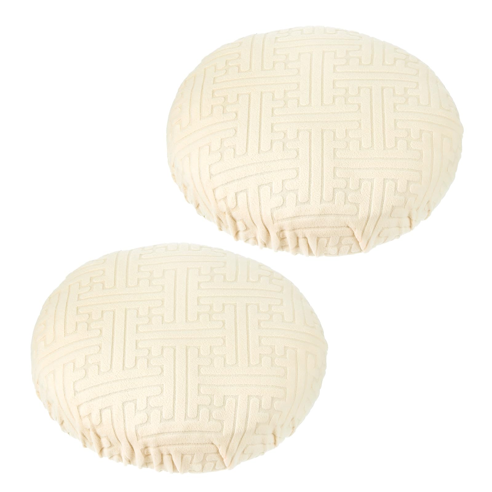 PATIKIL Elastischer Hockerbezug Rund (Durchmesser 28-35cm), 2 Stück Waschbarer Sitzkissenbezug für Hocker & Stühle, Dehnbarer Barhocker Schonbezug, Hellbeige