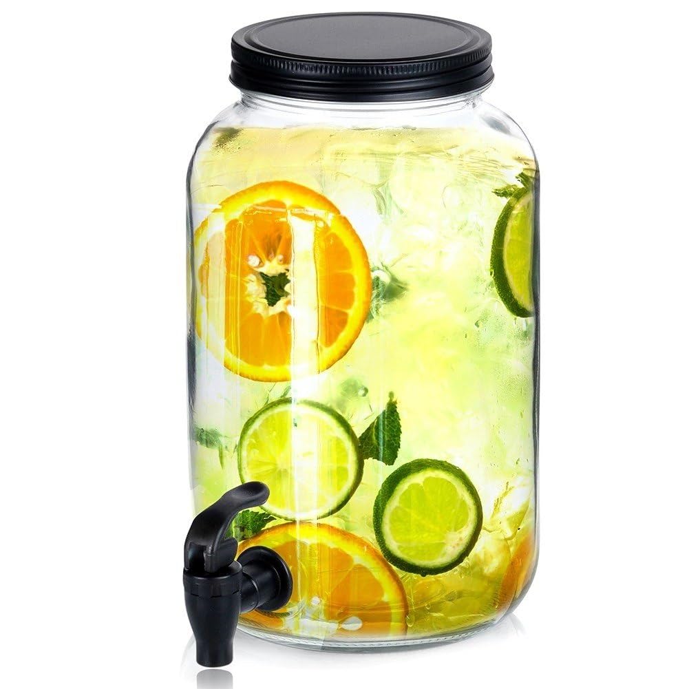 Brocca di vetro dispenser per bevande, con rubinetto in vetro, 3 l