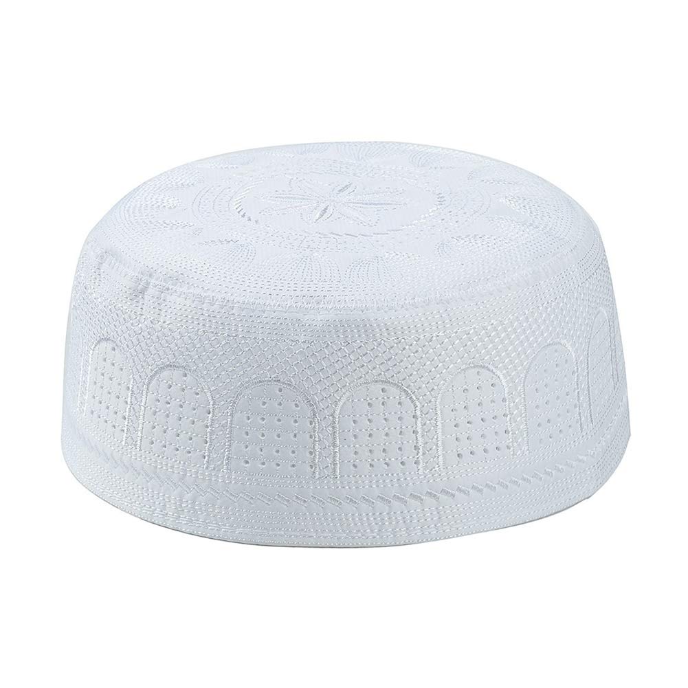 Dreneco Muslim Prayer Hat Kufi Hat Men's Islam Cap Embroidery Headware Ramadan Eid Gift