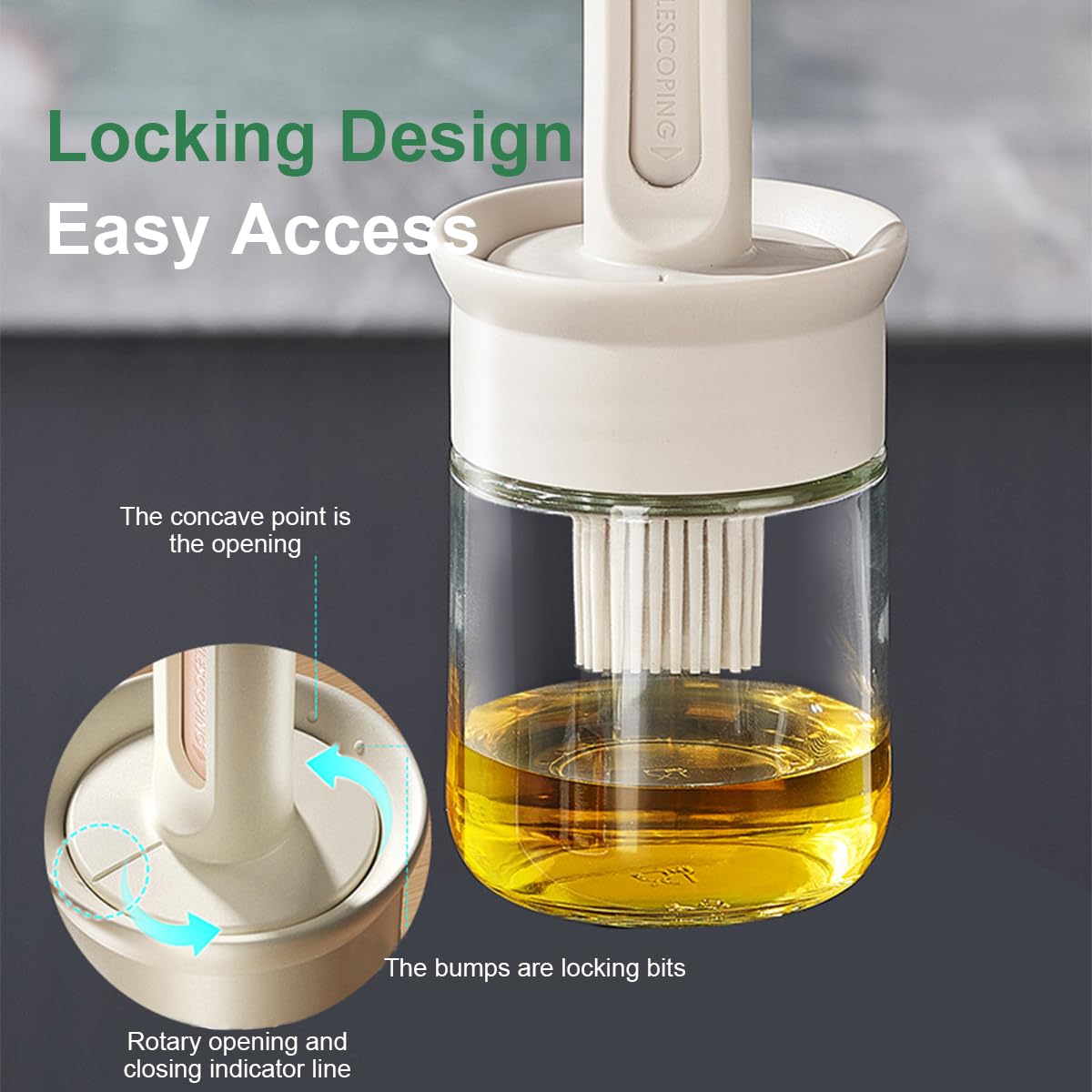 Pastry Brushes, Oil Bottle with Brush Heat Resistant Oil Brush for Cooking Brush for Cooking Kitchen Baking Barbecue BBQ Grilling Meat - Image 4