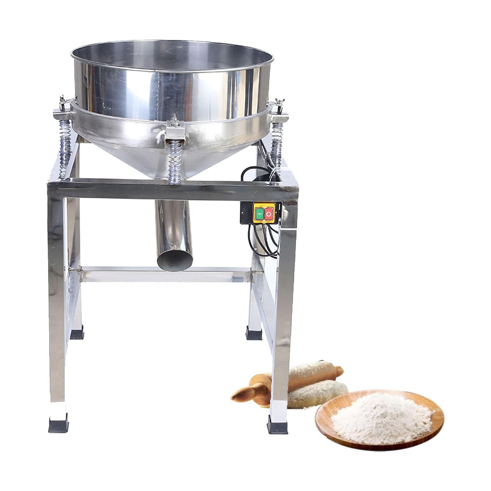 SenhE Stainless Steel Electric Vibration Sieve, 850mm Tall Flour Sifter Machine, for Fine Sifting of Flour Fruit Powders Tea Blends and Aluminum/Zinc Powders