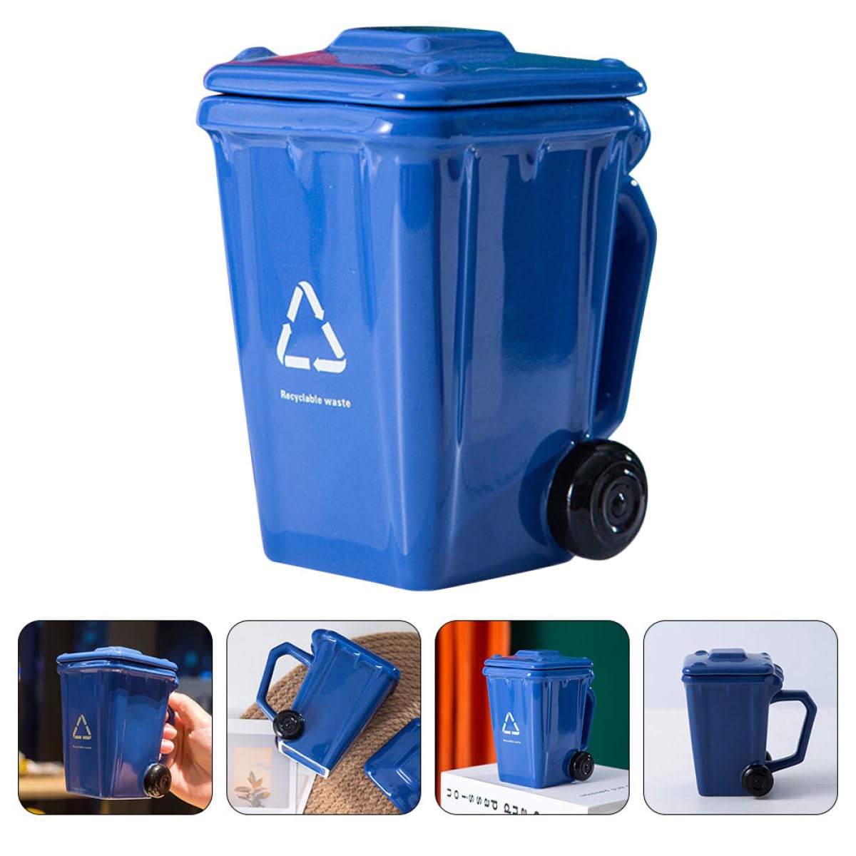 INOOMP Kaffeetasse 400ml aus Keramik, Blau, für Täglichen Gebrauch | Interessantes Design, Anti Scalding und Robust, Passend für Büro, Zuhause und Wohnaccessoire