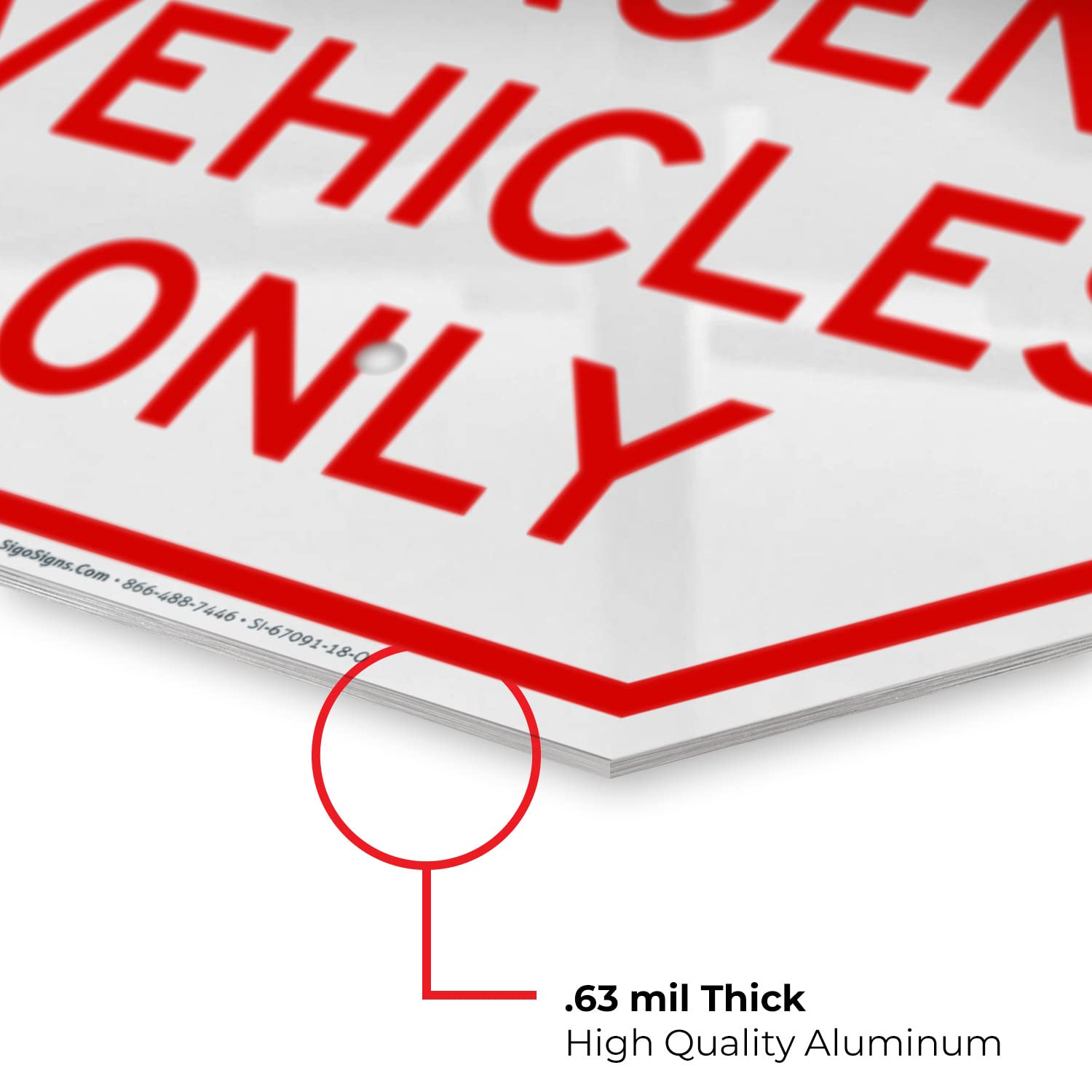 Caution Only One Vehicle At A Time Sign - 18x18 Inches Aluminum Sign, Fade Resistant, Made In USA