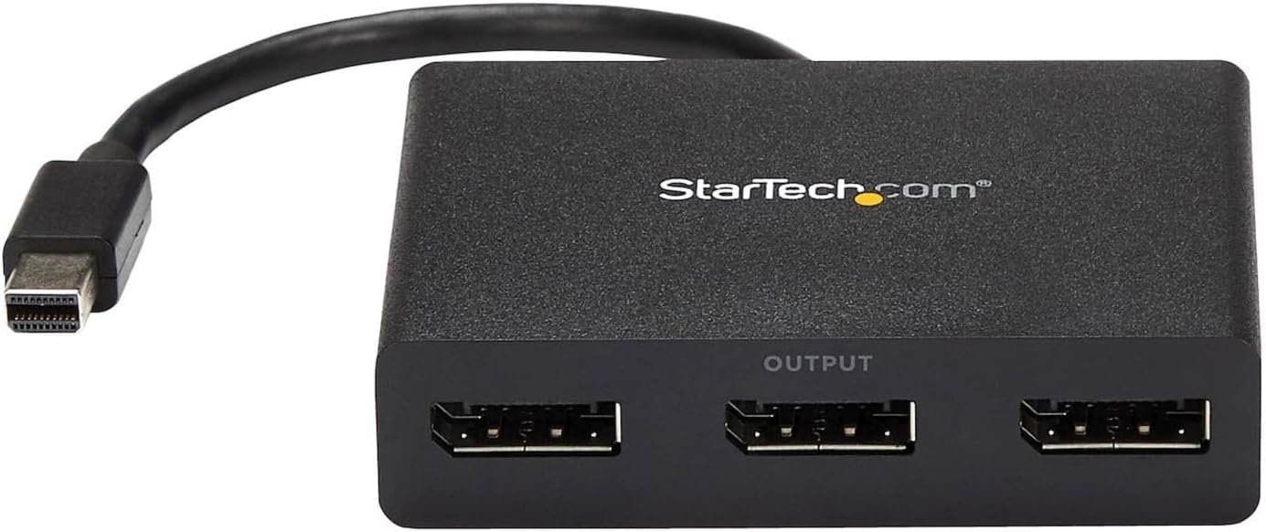 StarTech.com 3-Port Multi Monitor Adapter - Mini DisplayPort to DisplayPort MST Hub, Dual 4K30Hz & 1x 1080p - Video Splitter for Extended Desktop Mode on Windows Only - mDP 1.2 to 3x DP (MSTMDP123DP)