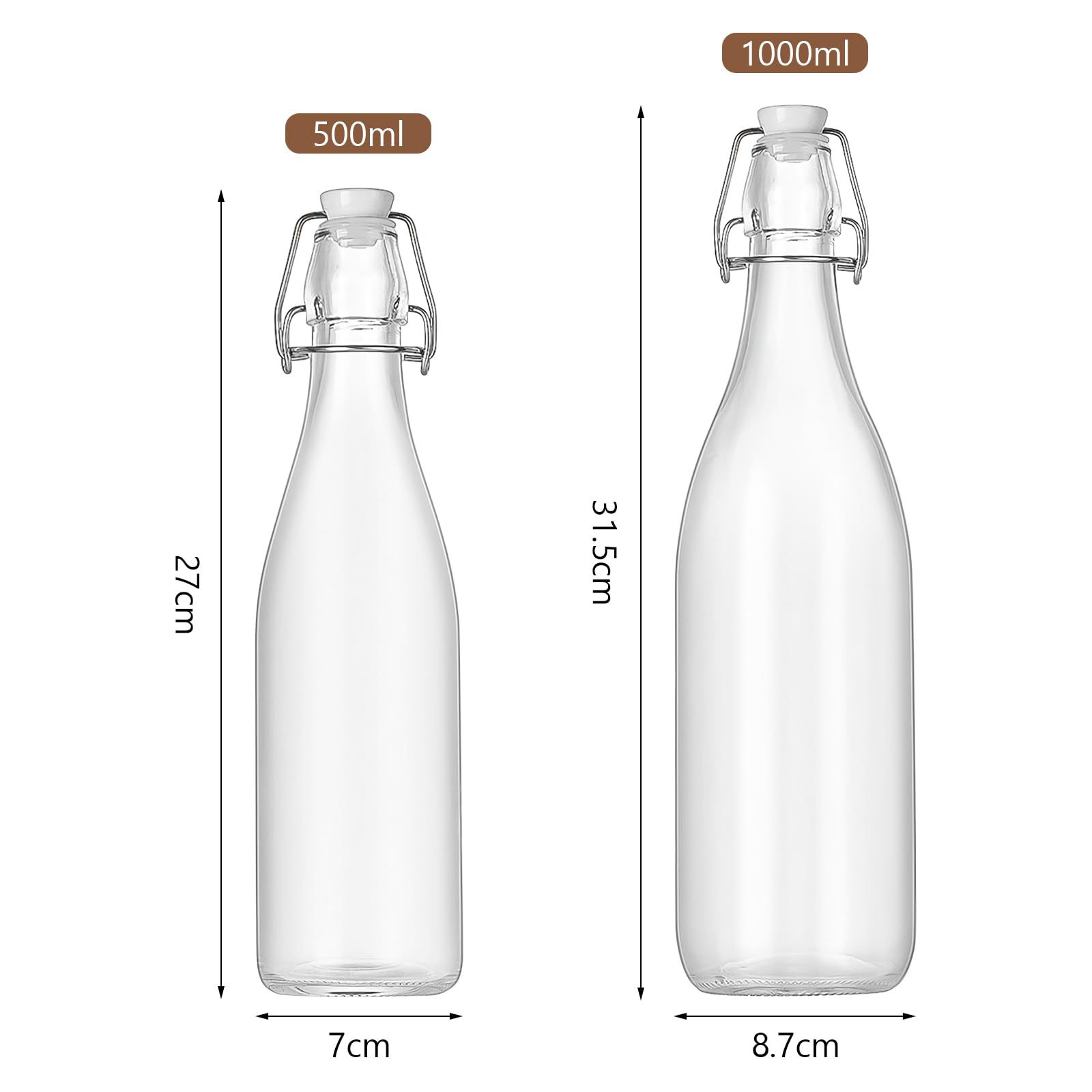 Amazon.co.jp: スイングトップガラスボトル2個パック、圧力安全