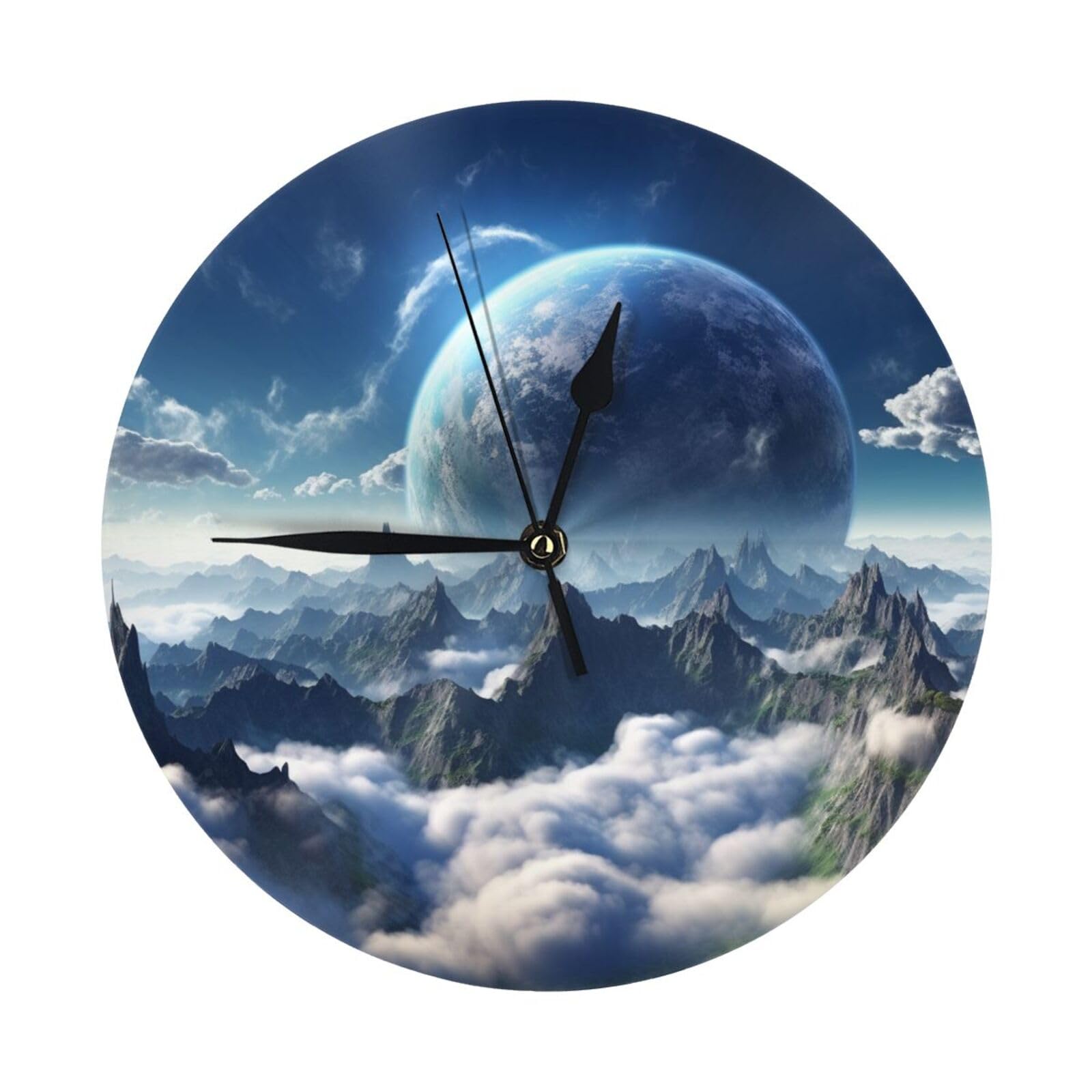 Horloge murale personnalisée Terre de 24 cm pour un sommeil sans bruit