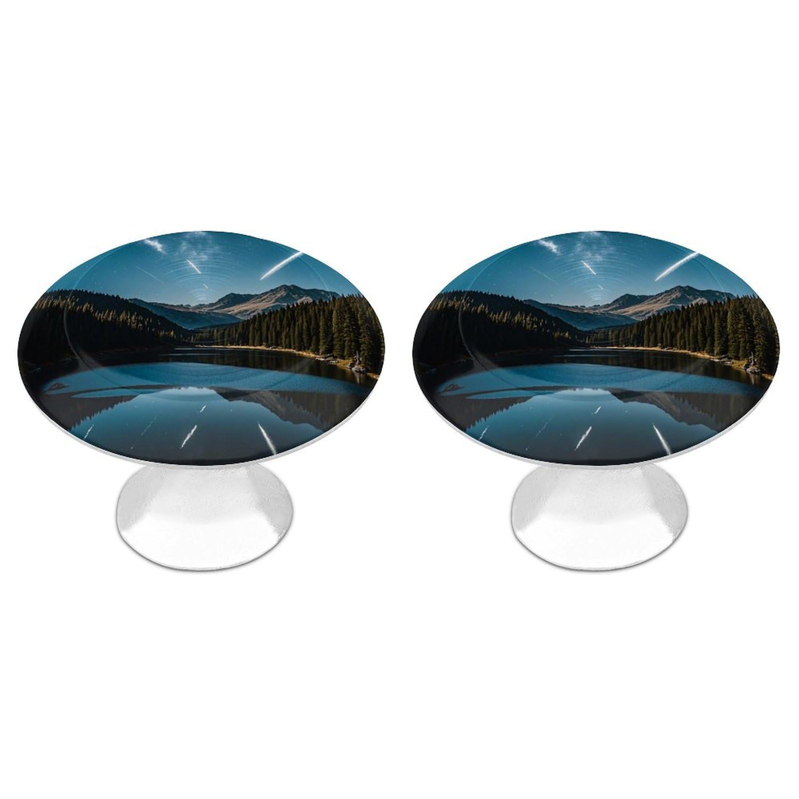 QMNLKH Meteors in The Night Sky Cabinet Knobs for Home, Round Drawer Pulls for Kitchen, Personalized Cupboard Handles with Screw, Fashion Dresser Knobs for Office, Drawer Handles, 2 Packs