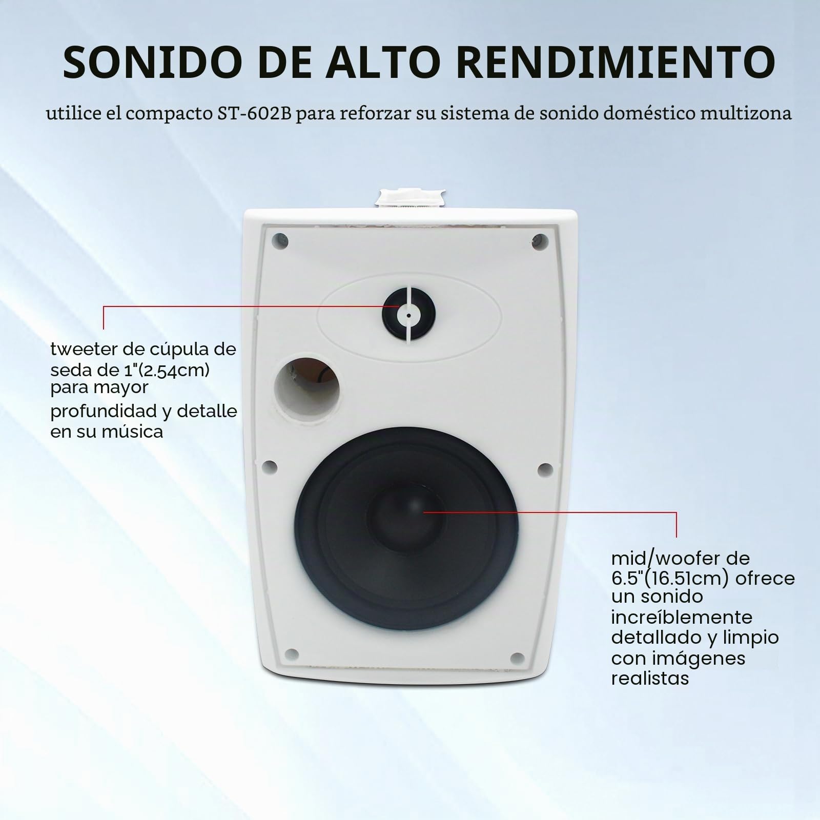 STUDIOFINIX Altavoces para Exteriores de 6.5 Pulgadas montados en la Pared, 800 W, Color Negro, solución de Audio Resistente a la Intemperie y de Alto Rendimiento (4 Altavoces) (Blanco)