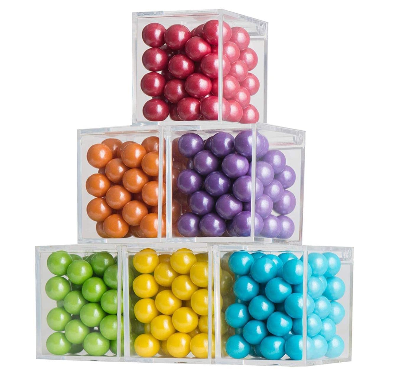 FUFU Clear Plastic Storage Box 12pack with Hinged Lid - Acrylic Boxes For Wedding, Party Favor, Treats, Candy Mini Gifts, Sewing Set, Cosmetic Organizer 4.5x4.5cm