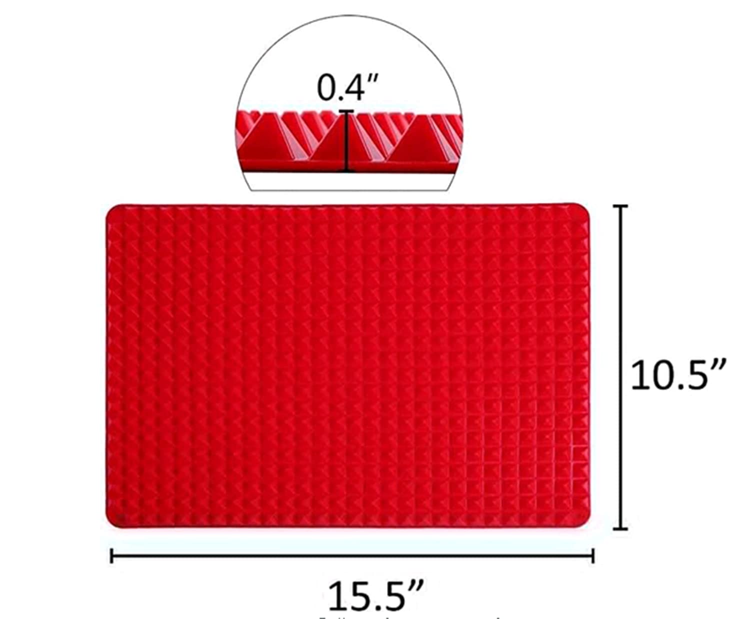 Non-Stick Silicone Baking, Pyramid Healthy Cooking Oven Mat Fat Red-2 Pack by Alpenkok (Red)