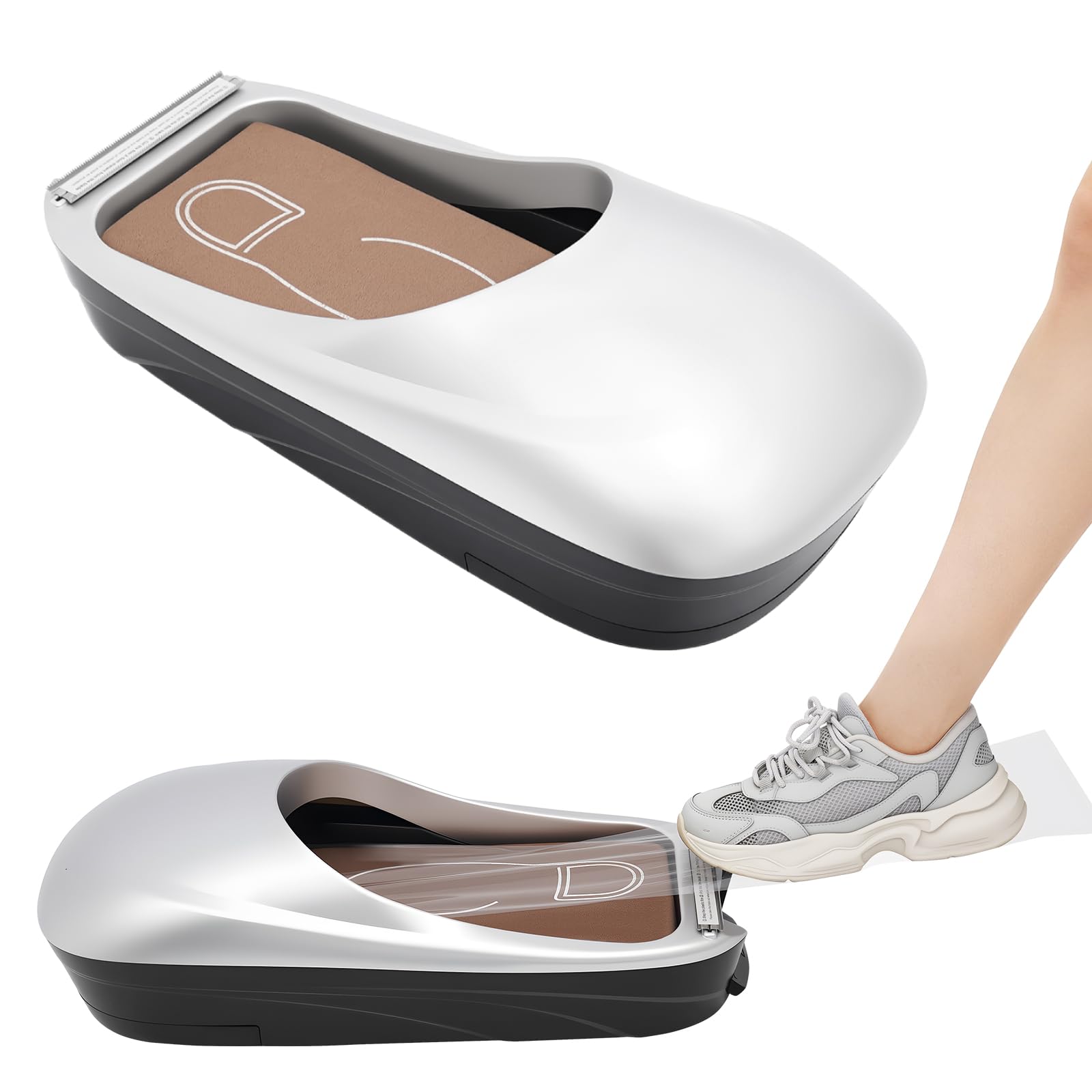 Pellicole per scarpe completamente automatiche, membrana usa e getta, dispenser automatico con 1 rotolo di pellicola per scarpe, per casa, ufficio, laboratorio, fabbrica, ospedale