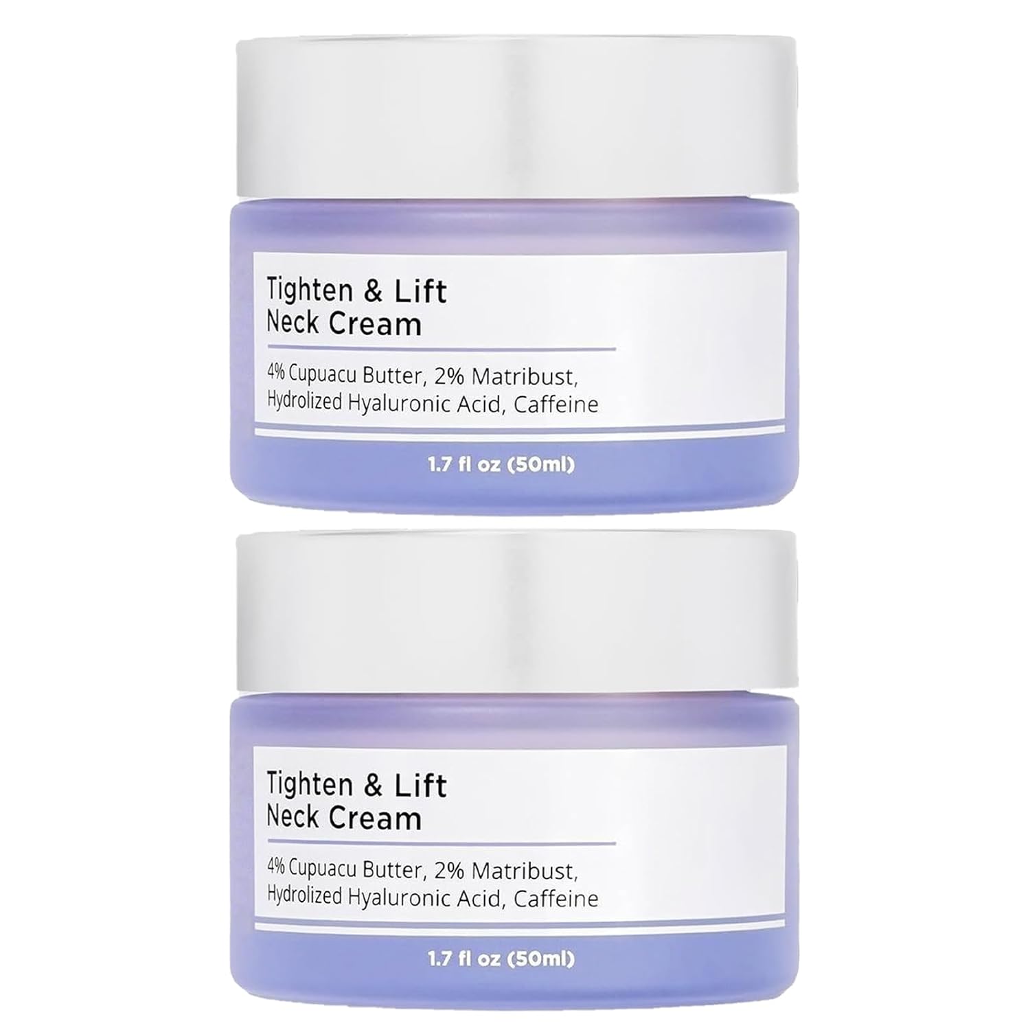Tighten & Lift Neck Cream with 4% Cupuacu Butter, 2% Matribust, Hydrolized Hyaluronic Acid, Caffeine, 1.7 fl oz, 2 Pack