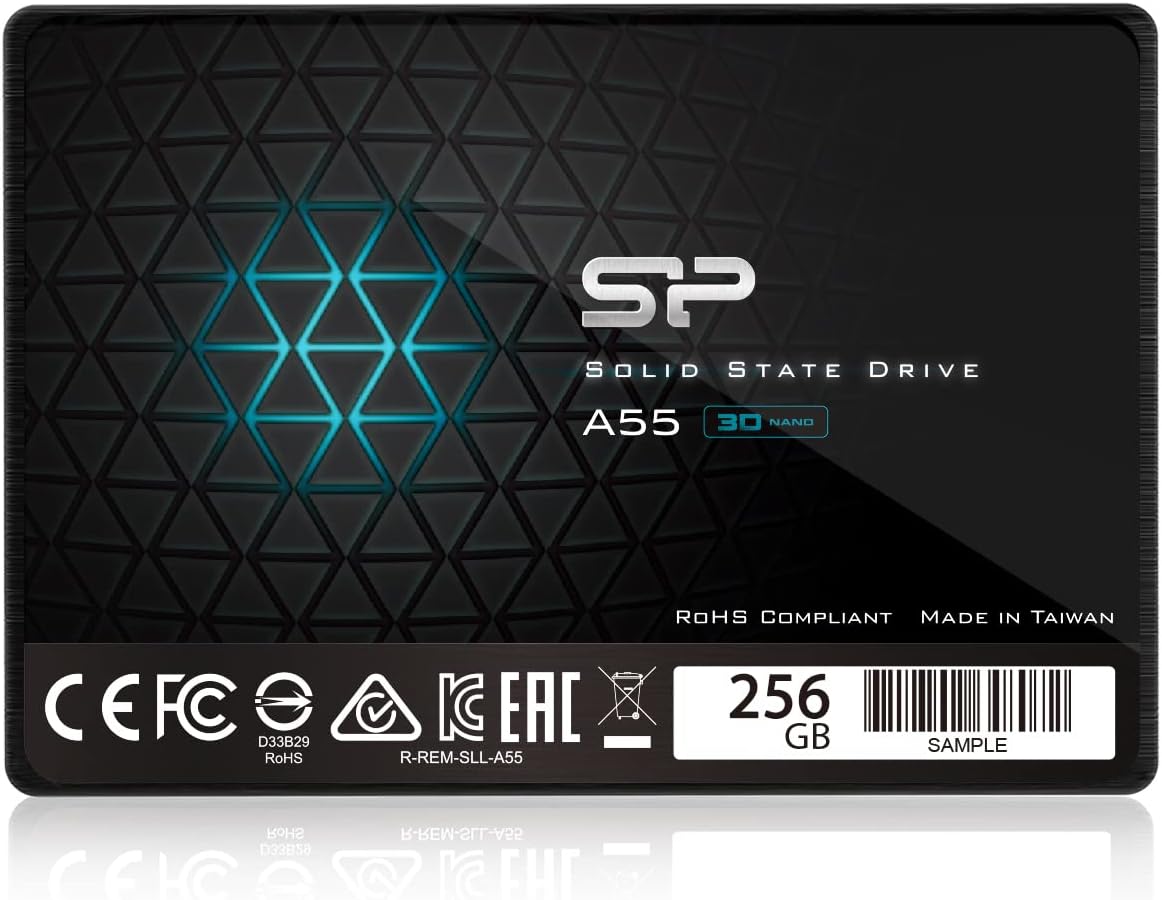 Silicon Power-256GB SSD 3D NAND A55 SLC Cache Performance Boost SATA III 2.5" 7mm (0.28") Internal Solid State Drive