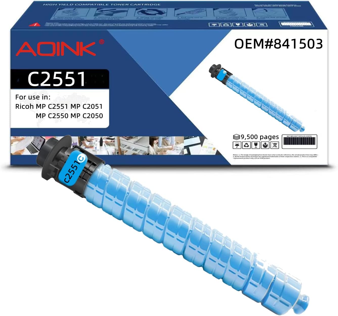 C2551C Replacement 841503 Cyan High Yield Toner Cartridge
