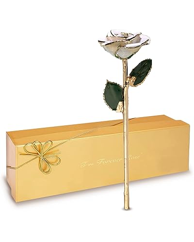 Forever Rose Frozen White Sparkle Real Rose Dipped in 24K