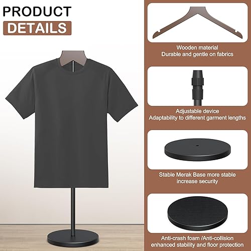 Miniatura 2 de Soporte de exhibición de camisas, torso de maniquí ajustable de altura de 18 a 34 pulgadas para tiendas de vendedores, perchero portátil de ropa más