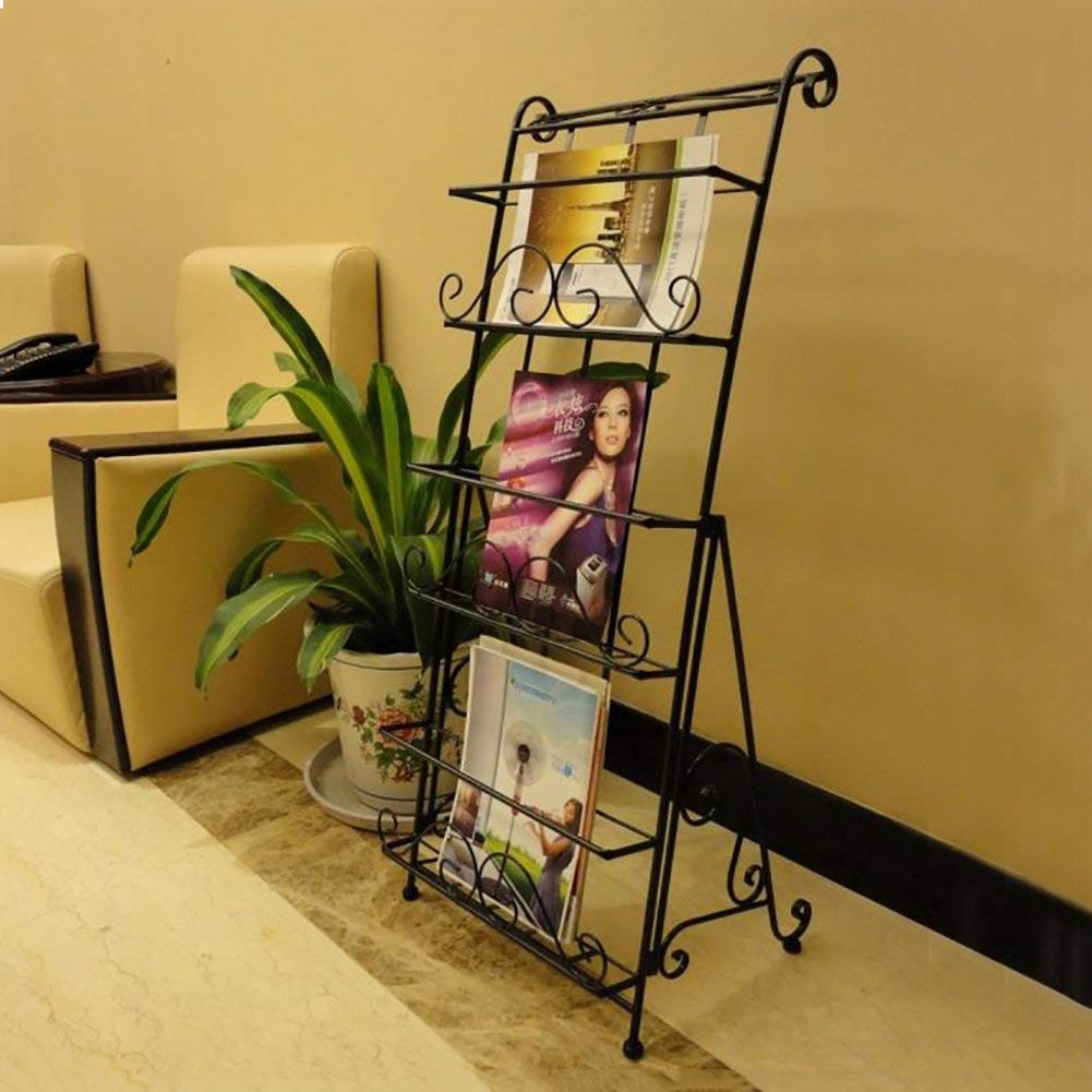 Iron Newspaper and magazine rack,Newspaper rack Magazine storage basket Book shelf Magazine Newspaper frame-C 40x36x100cm(16x14x39)