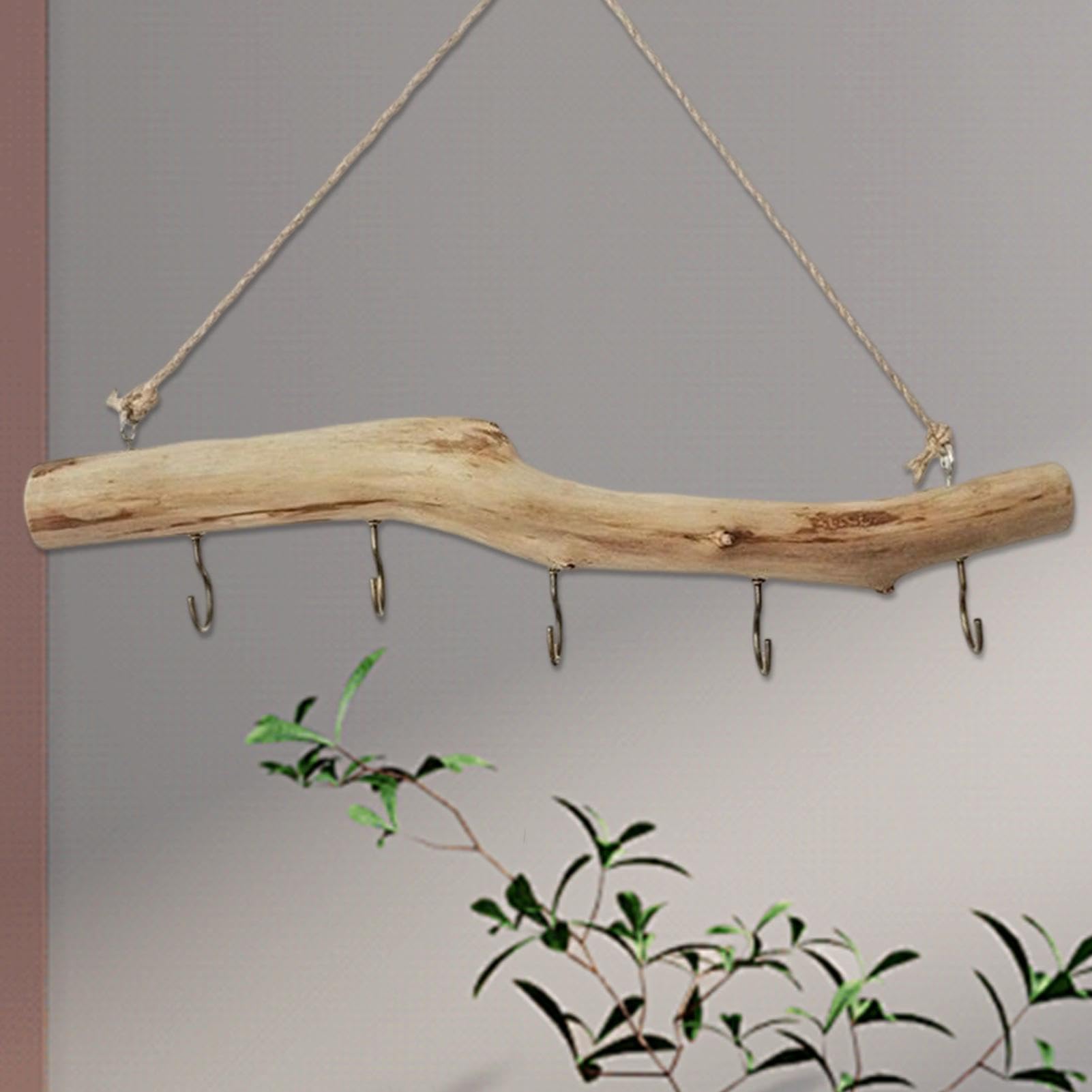 Rustikaler Holzzweig zum Aufhängen, Wanddekoration für -Styling, natürliches Holzmaterial mit Bindfaden, hängendes Design, dekoratives für Fotos, Pflanzen, Ornamente