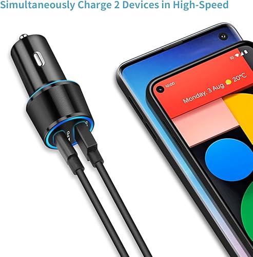 Miniatura 4 de Cargador rápido de coche tipo C, compatible con Google Pixel 10/9 Pro XL/8/7/6, iPhone 17/16/15 Plus/Pro/Max, Samsung Galaxy S25/S24/S23 Cargador