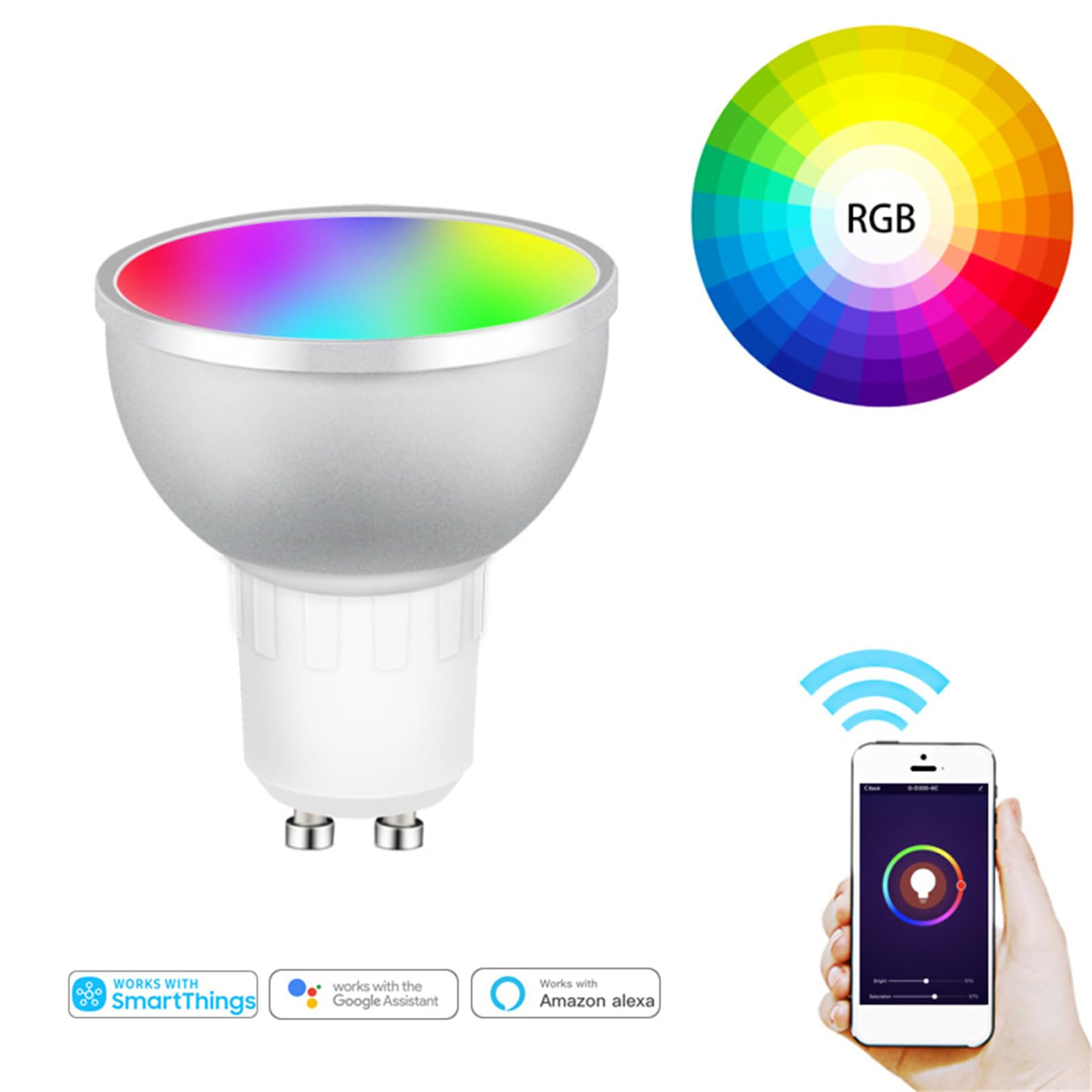 Bombilla LED Inteligente Tuya, 5W, RGBCW, Control Por Voz, Compatible Con Alexa Echo Plus, Google Home Smart Things Necesita Puerta De Enlace,2 pc
