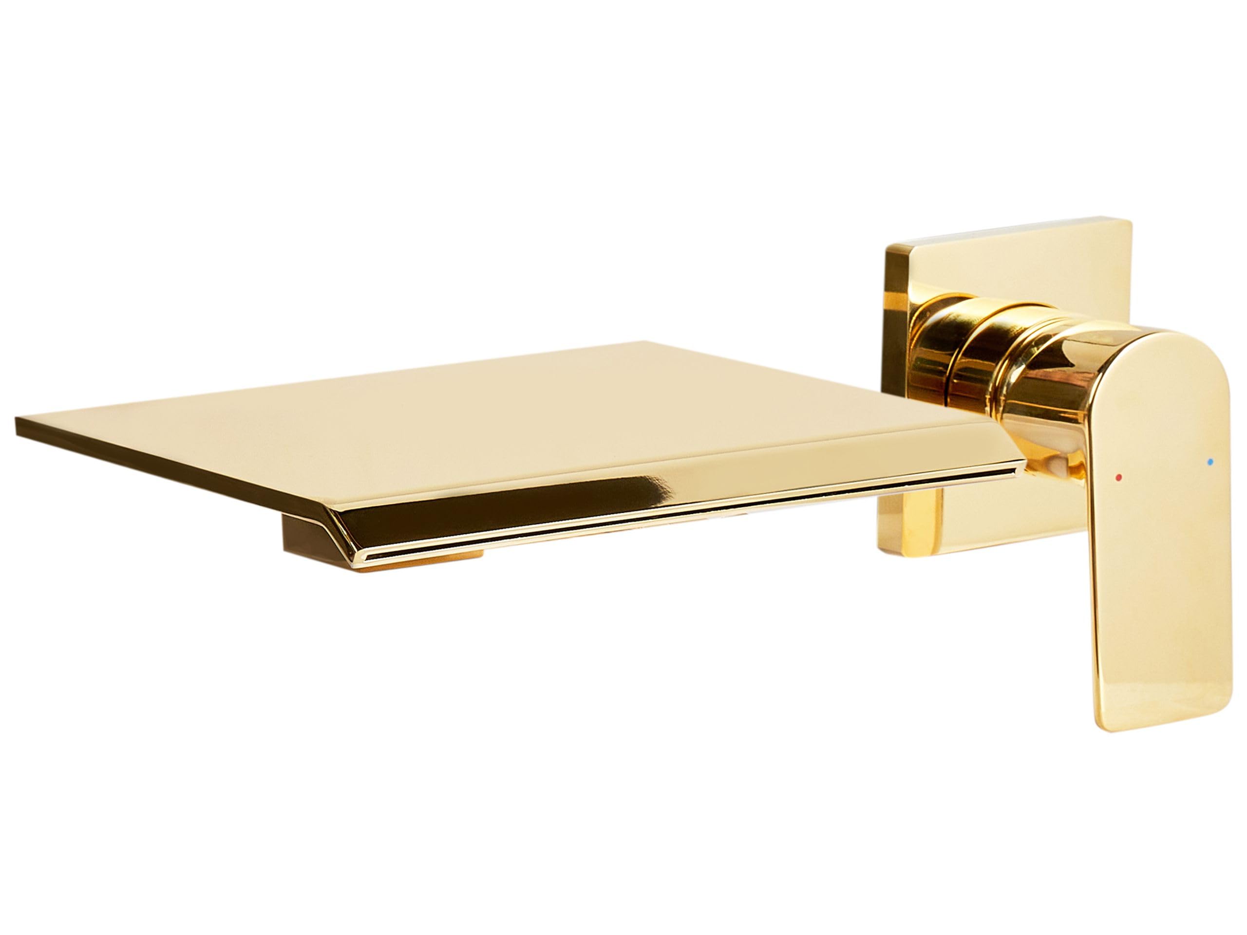 Beliani Wall Mounted Basin Mixer Tap Aponwao Brass Gold