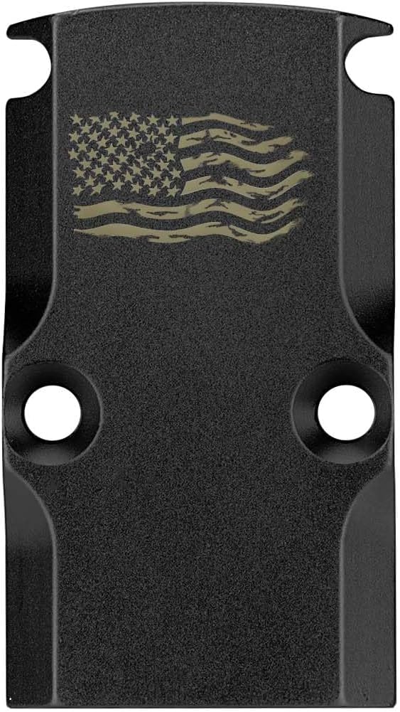 NDZ Performance Optic RMR Cover Plate for Glock Gen 1-5, fits Trijicon Slide Cuts & Holosun 407C / 507C, Black Anodized Aluminum with Color Filled Engraving, Made in The USA - Choose Image