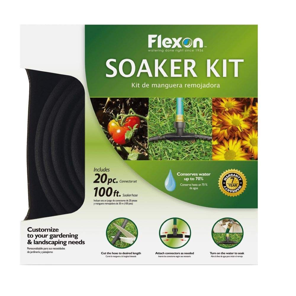 flexon ws100kitcn 20-piece soaker hose kit 100 ft black