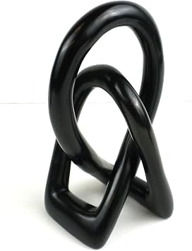 Global Crafts Natural Soapstone 6-inch Lovers Knot in Black