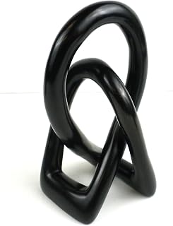 Global Crafts Natural Soapstone 6-inch Lover's Knot in Black