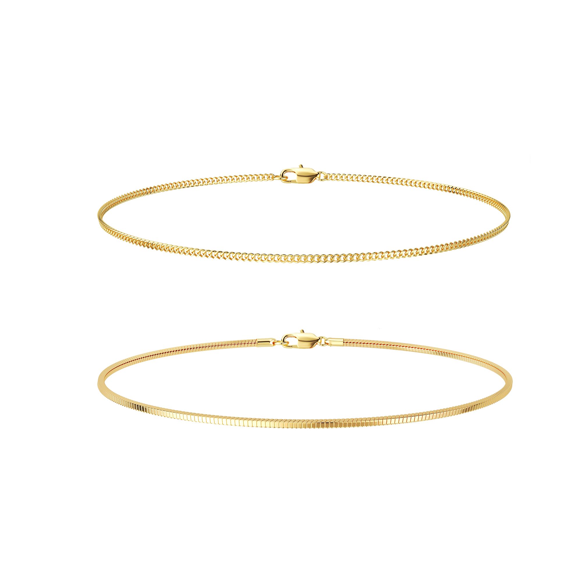 Moodear Stack 6.5-8In Mens Bracelet Set - Dainty 14K Gold Plated 2mm/5mm Snake Cuban Figaro Chain Bracelets for Men Jewelry Gift