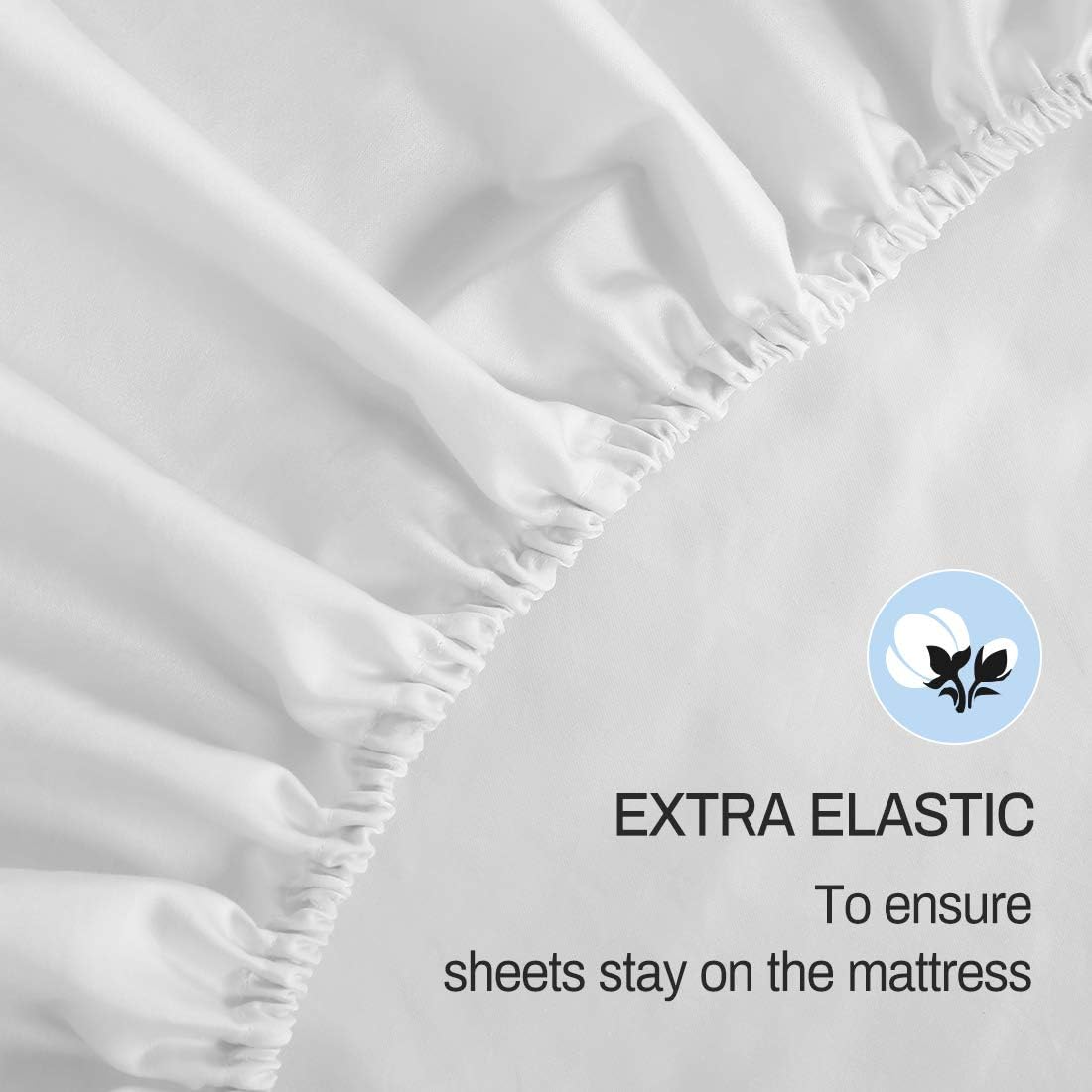 EASELAND 100% Cotton Sheets King Size Bed Sheets Set 600 Thread Count Cooling Bedding Soft Hypoallergenic Breathable 4 Pieces 14" Deep Pocket (King, White)