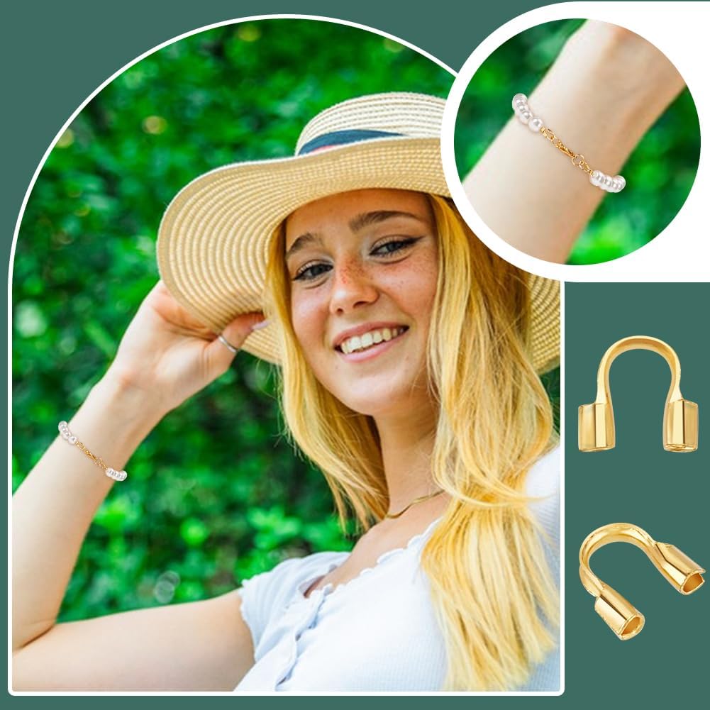 PH PandaHall 200PCS Brass Wire Guardian and Protectors Golden U Shape Wire Guards Loop Guardian Thread Protectors Jewelry Finding for Earring Bracelet Beading Jewelry Crafts Making Hole: 0.5mm - Image 6