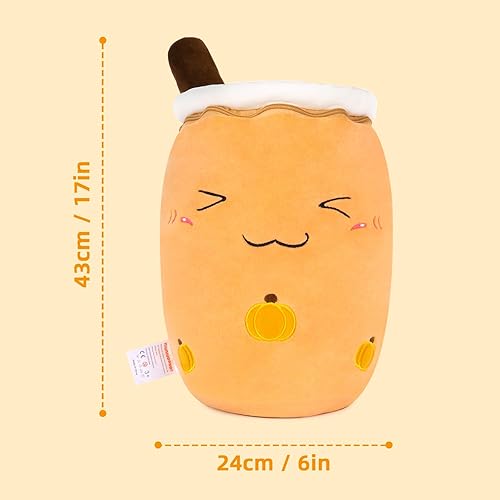 Miniatura 2 de Niuniu Daddy Boba - Peluche grande con cremallera, 20 pulgadas, juguetes de peluche de té de burbujas Kawaii con espacio oculto, animal de peluche