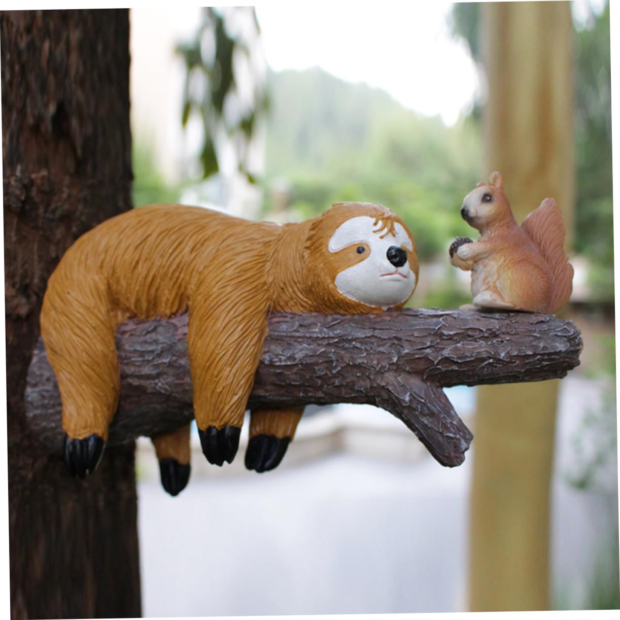 Resin Dekofigur Charmante Faultier Und Eichhörnchen-gartenstatue Kunstvolle Außendekoration Für Lebendige Garten Und Innenhofgestaltungen Für Gartenliebhaber Und