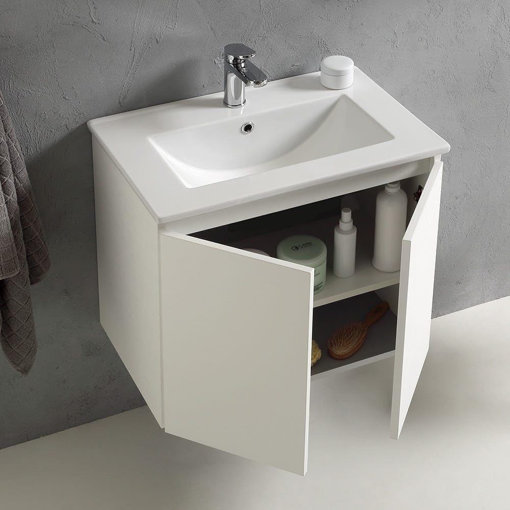 Kiamami Valentina - Mobile Bagno 60 Cm Con Due Ante Modello Bianco Foresta | Vinci