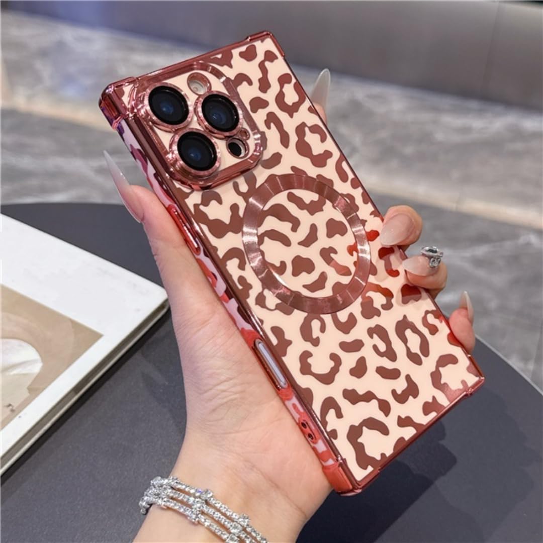 Coque iPhone 17 Air léopard avec aimant intégré et bumper rose - 7