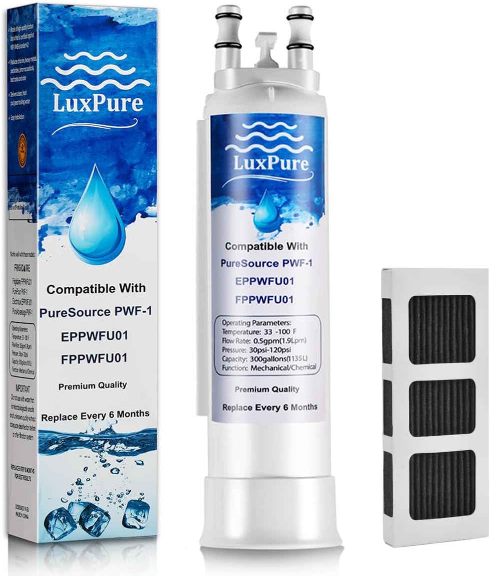 PWF-1 FPPWFU01Refrigerator Water Filter & PureAir Ultra II PAULTRA2 Air Filter Combo, Compatible with Frigidaire FRIGCOMBO13, FRSS26L3AF, FRSS2333AS, FRSC2333AS, FRSS2323AB, (1+1- Combo)