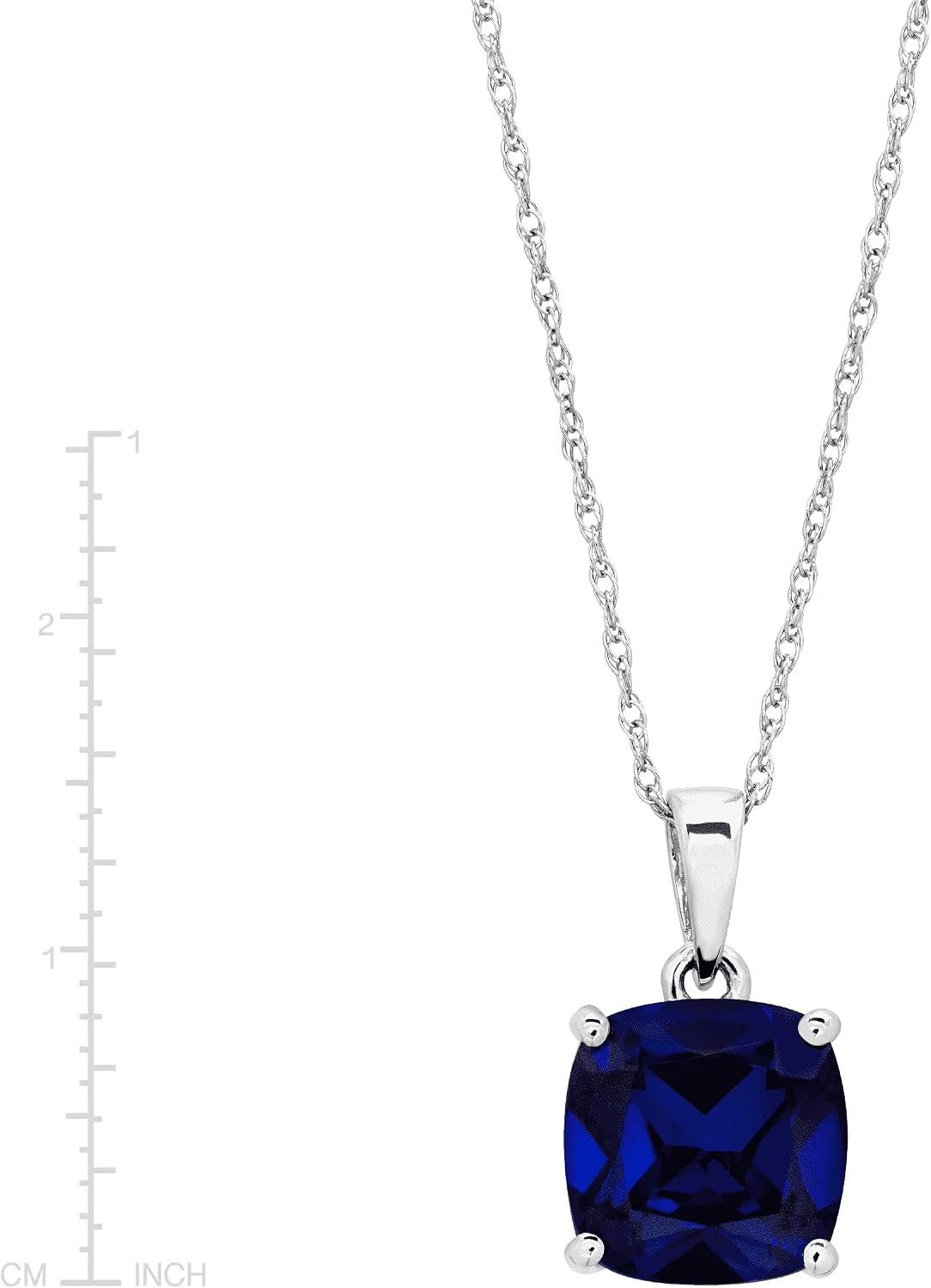 Gemstone Cushion Solitaire Pendant Necklace in 14K Gold, 18"