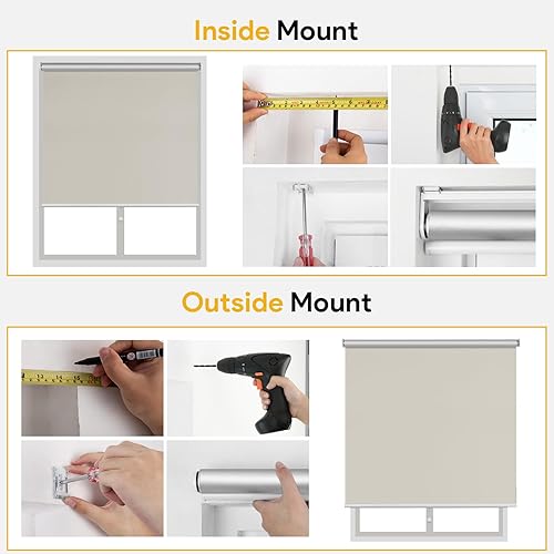 Miniatura 6 de SUNFREE - Persianas de ventana enrollables y opacas sin cuerdas para hogar y oficina, Tela, Beige