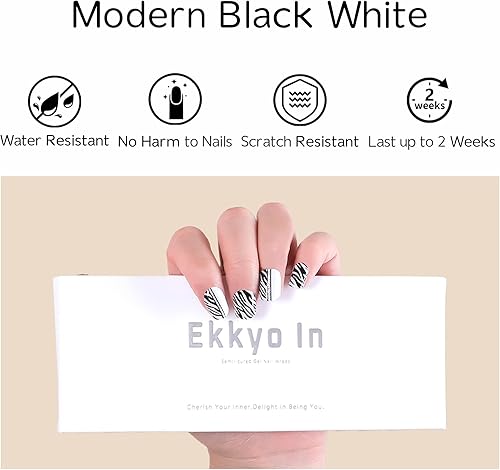 Miniatura 2 de Tiras de uñas de gel semicuradas, resistentes al astillado y de larga duración, contiene 20 calcomanías de gel para envolver, almohadillas de