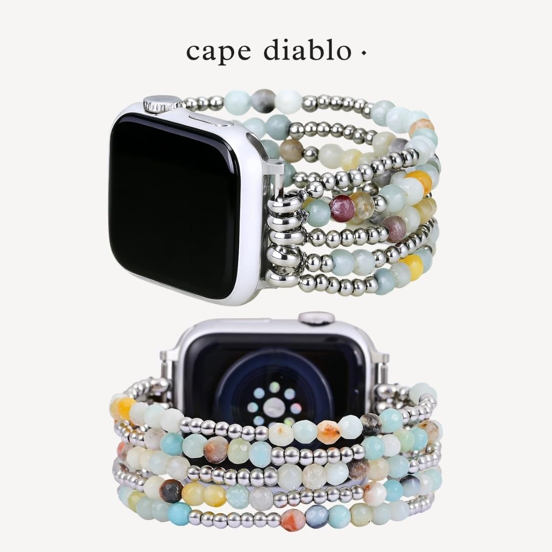 Cape Diablo Smart Watch Band for Women - Handmade Gemstone Strap - Compatible with 38mm-45mm Apple Faces