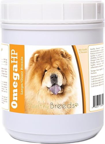 Healthy Breeds Chow Chow Omega HP Soporte para piel y pelaje de ácidos grasos masticables suaves 90 unidades