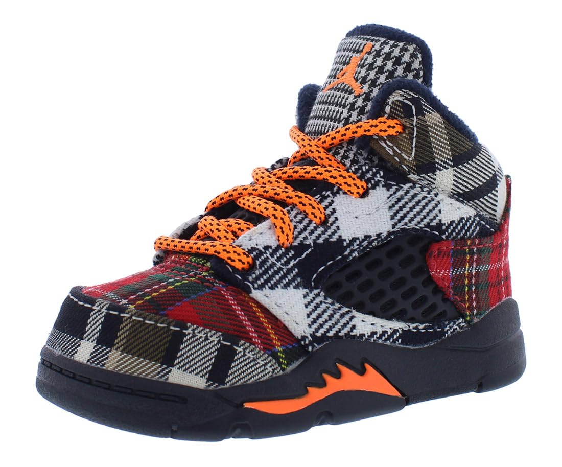 Jordan Toddler's 5 Retro Plaid Black/Total Orange (FD4813 008) - 10