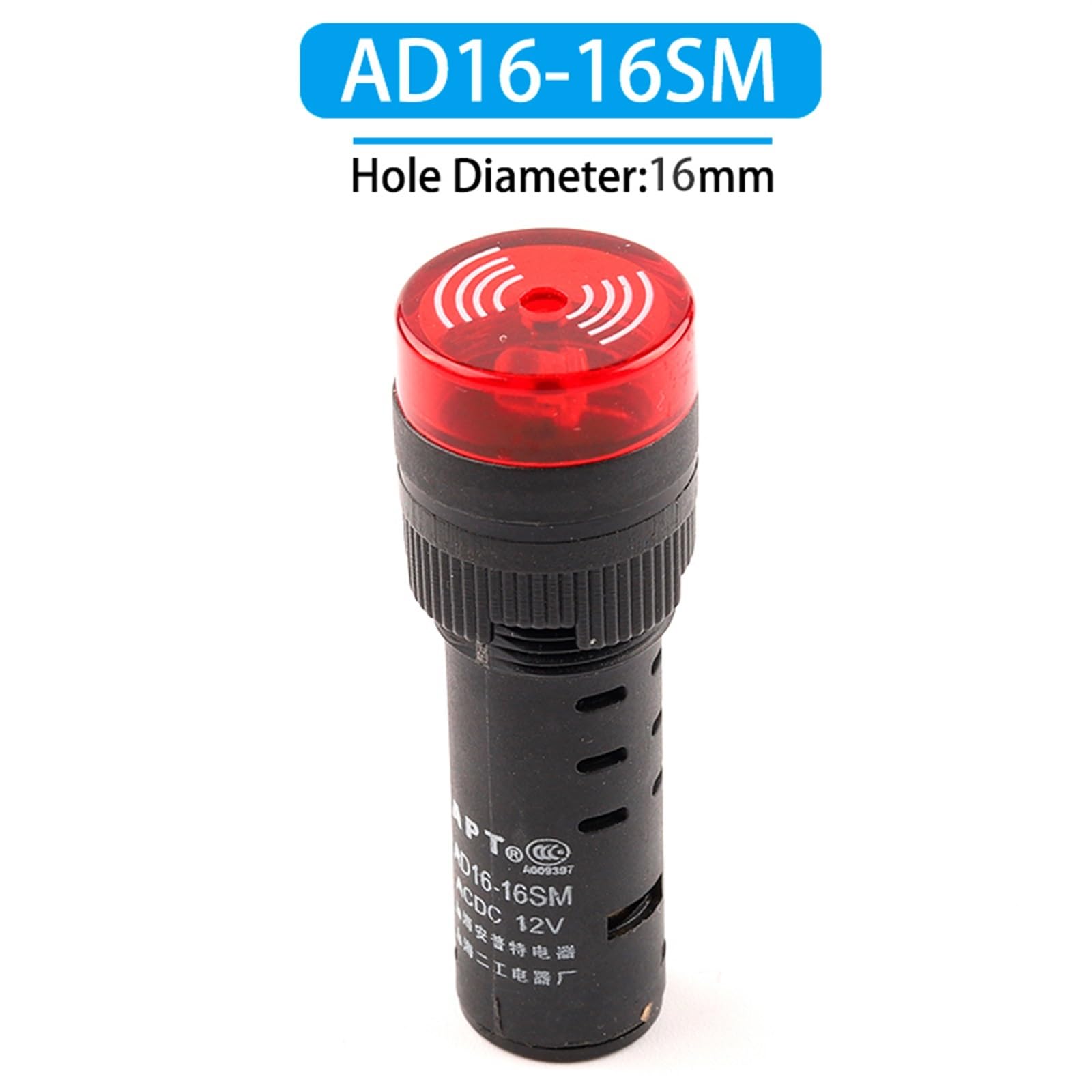 AD16-16SM 16mm 12V 24V 110V 220V 380V Segnale luminoso LED rosso Indicatore segnale acustico attivo Rosso Verde Giallo 1 Pz (Color : AD16SM Red, Size : 24V)