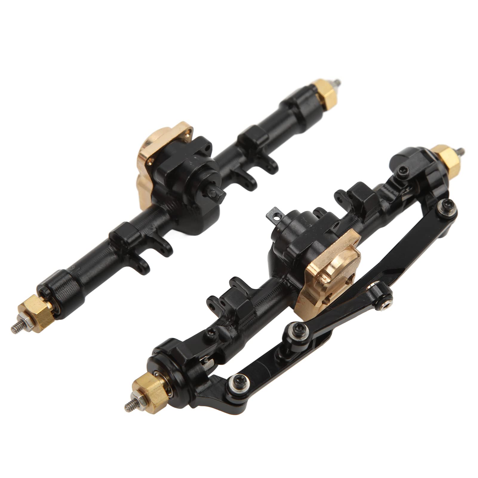 Metalowy zespół Osi Przedniej i Tylnej RC, Części Zamienne ze Stopu Aluminium z Mosiądzu do Samochodu Axial SCX24 1/24 RC, Przednia Tylna oś ze Stopu Aluminium, Akcesoria do Części (BLACK)