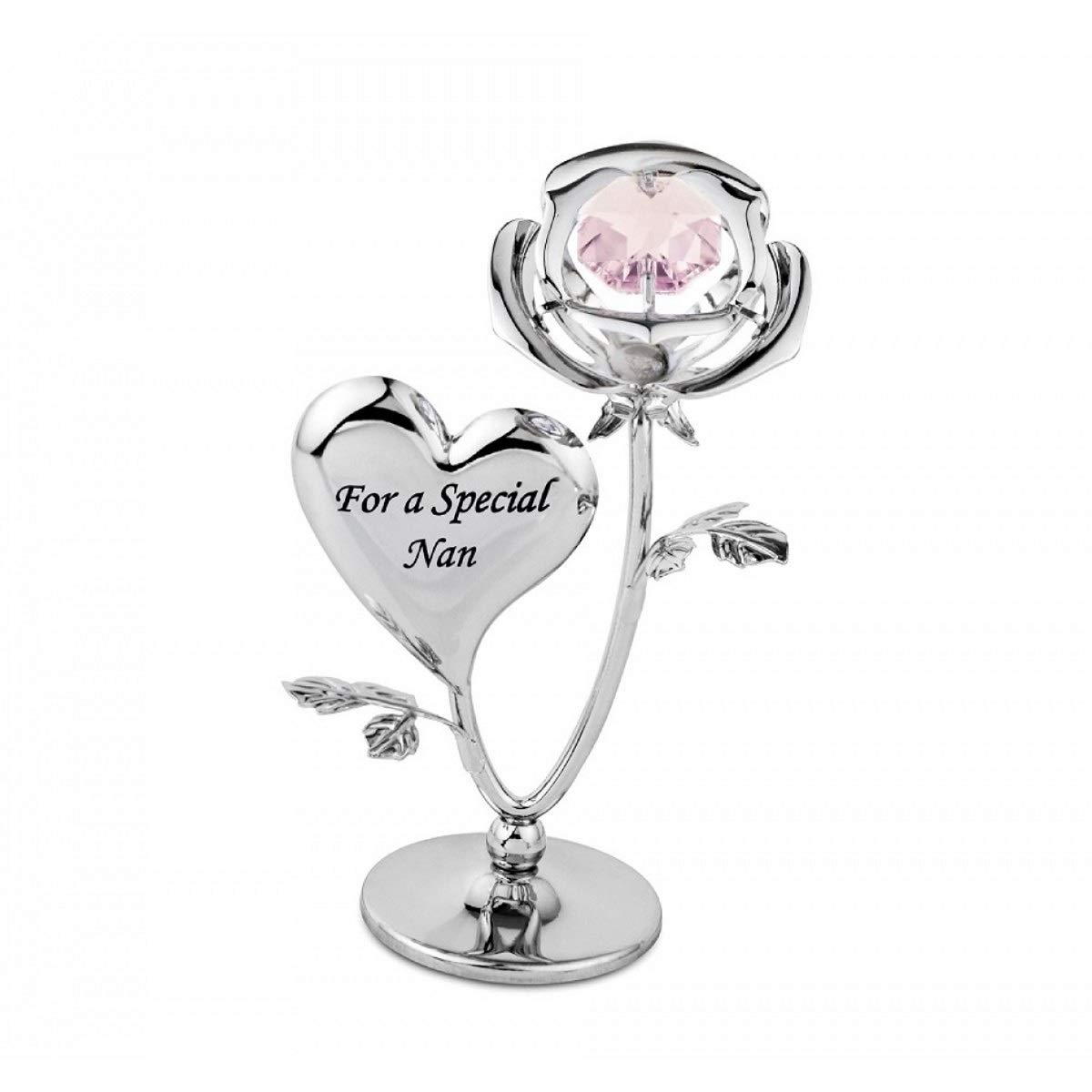 Crystocraft Pink For A Special Nan Rose Crystal Ornament With Swarovski Elements With Crystal, Gift Boxed, Chrome Plated, Perfect Keepsake Figurine Gift, Celebration Rose, Special Occasions Rose