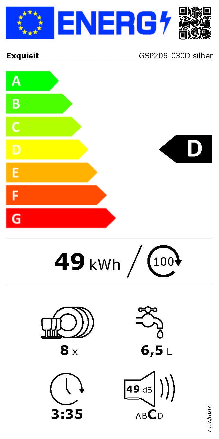 Exquisit GSP206-030D Tischgeschirrspüler Silber 55 cm Mini Spülmaschine 6 Maßgedecke LED-Display 7 Programme Auto Door Trocknung Glasreinigung