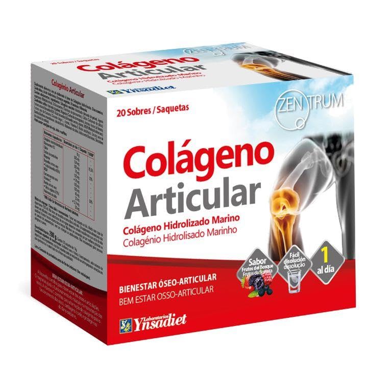 Naturasenses.- Colageno Articular 20 Sobres Zentrum - Complemento alimenticio a base de Colágeno hidrolizado, Glucosamina, Condroitina, Ácido hialurónico, Extractos vegetales, Vitaminas y Minerales.