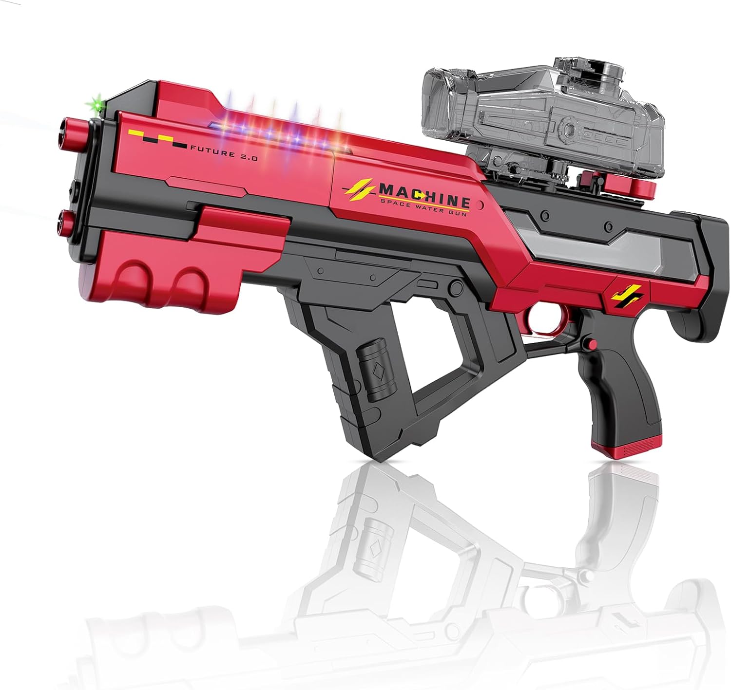 Electric water gun with LED lights, 800ml, 35 ft range, dual mode (Red)