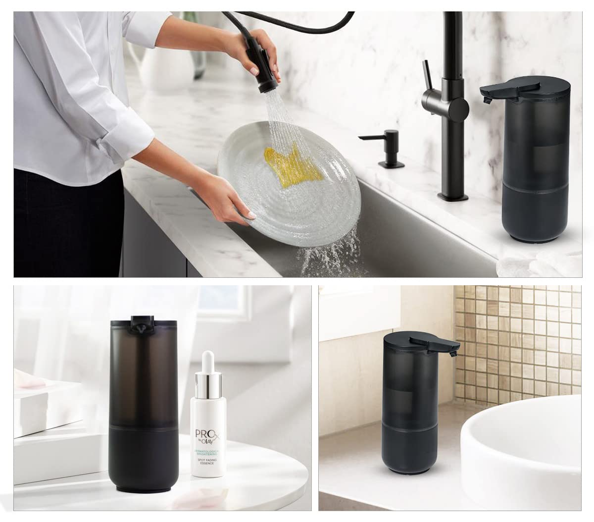 Bernstein Dispenser di sapone automatico SP1 con sensore, senza contatto, 250 ml, classe di protezione IPX6, dosatore automatico, dispenser di sapone nero